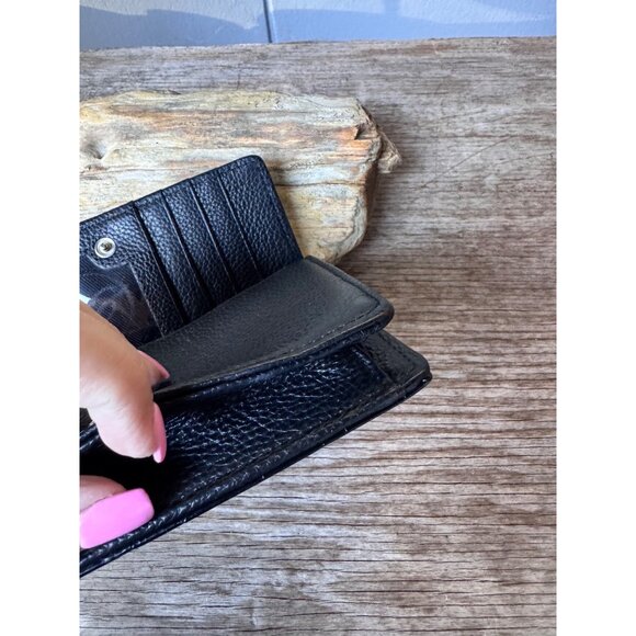 Brighton Black Croc Embossed Leather Organizer Wallet Mini Clutch Braided Handle - Picture 5 of 8